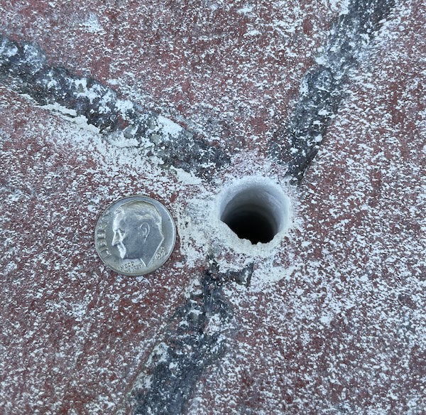 Concrete lifting drill hole